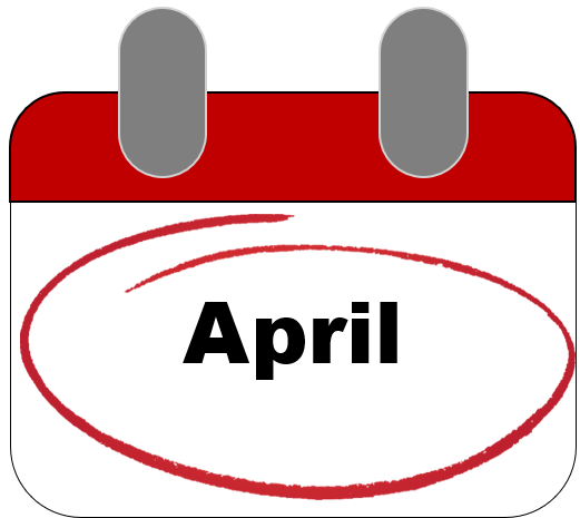 "April" circled in red on a calendar icon