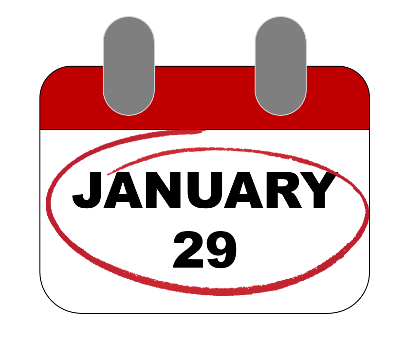 Calendar icon with 'January 29th' circled in red