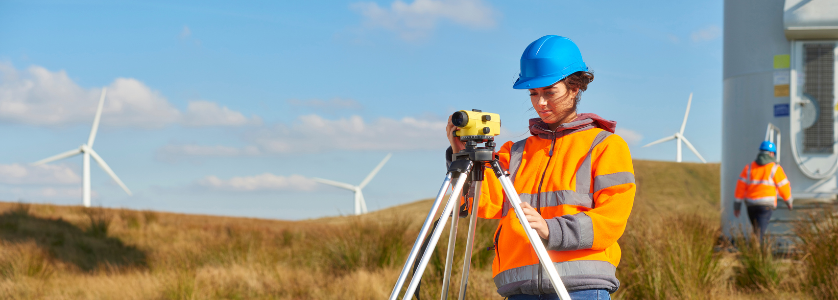 Apprentice working at a windmill site