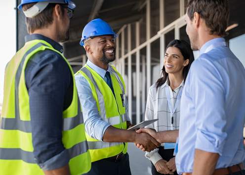 Engineer and Business Man handshake